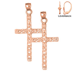 14K or 18K Gold Link Cross Earrings