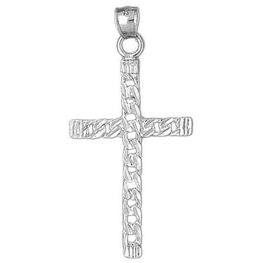 10K, 14K or 18K Gold Link Cross Pendant