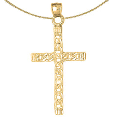 Colgante de cruz con eslabones de oro de 10 quilates, 14 quilates o 18 quilates
