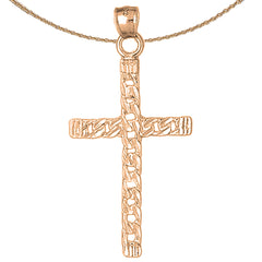 10K, 14K or 18K Gold Link Cross Pendant