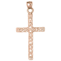 10K, 14K or 18K Gold Link Cross Pendant