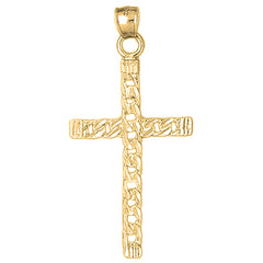 10K, 14K or 18K Gold Link Cross Pendant