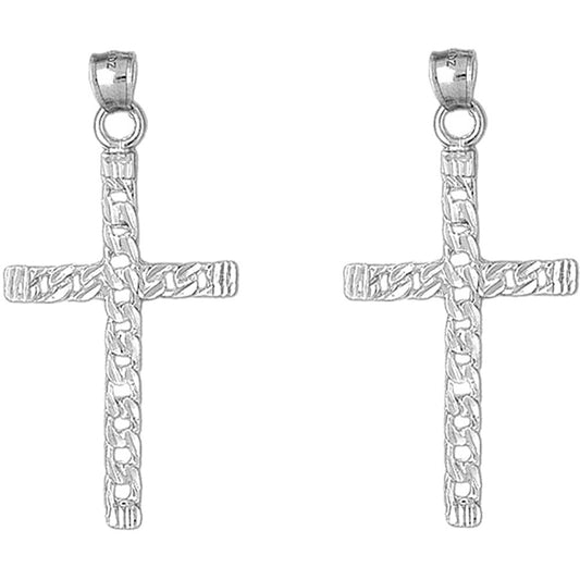 14K or 18K Gold 56mm Link Cross Earrings