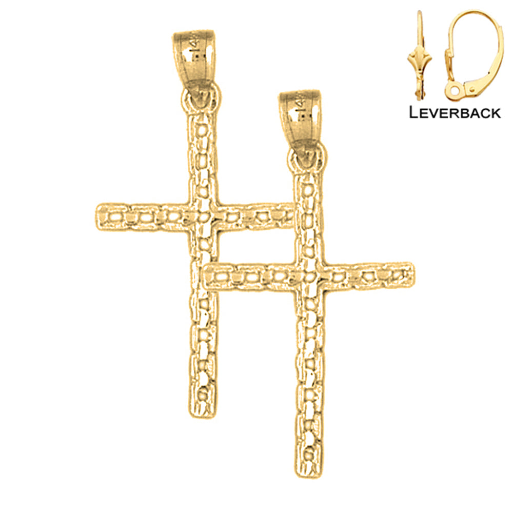 14K or 18K Gold Link Cross Earrings