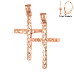 14K or 18K Gold Link Cross Earrings