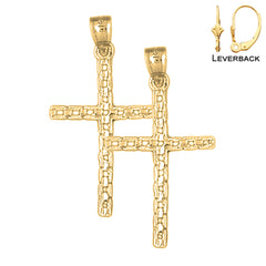 14K or 18K Gold Link Cross Earrings