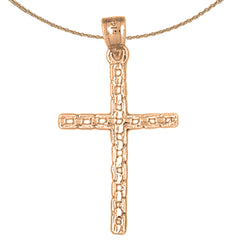Colgante de cruz con eslabones de oro de 14 quilates o 18 quilates