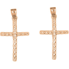 14K or 18K Gold 35mm Link Cross Earrings