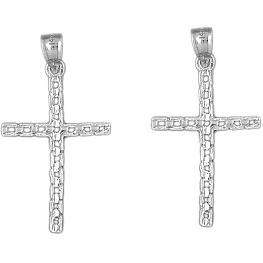 Sterling Silver 35mm Link Cross Earrings