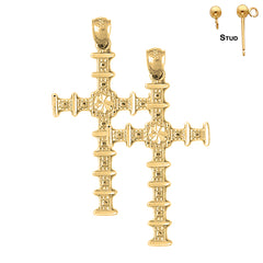 Sterling Silver 46mm Cross Earrings (White or Yellow Gold Plated)