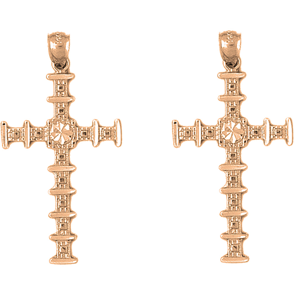 14K or 18K Gold 46mm Cross Earrings