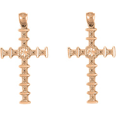 14K or 18K Gold 46mm Cross Earrings