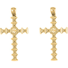 Yellow Gold-plated Silver 46mm Cross Earrings
