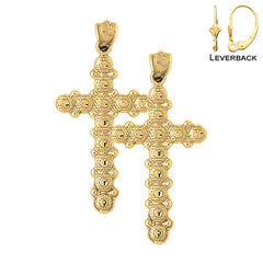Sterling Silver 45mm Cross Earrings (White or Yellow Gold Plated)