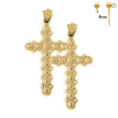 Sterling Silver 45mm Cross Earrings (White or Yellow Gold Plated)