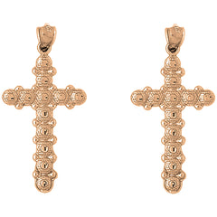 14K or 18K Gold 45mm Cross Earrings