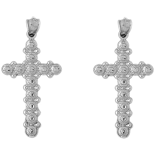 Sterling Silver 45mm Cross Earrings