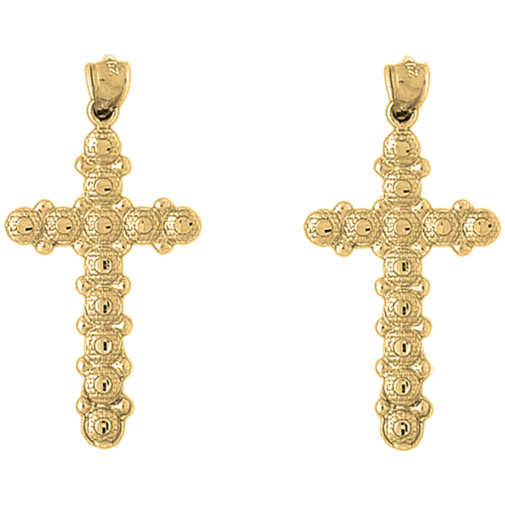 Yellow Gold-plated Silver 45mm Cross Earrings