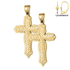 Sterling Silver 46mm Passion Cross Earrings (White or Yellow Gold Plated)