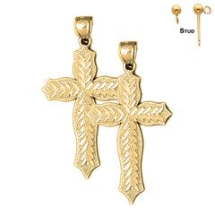 Sterling Silver 46mm Passion Cross Earrings (White or Yellow Gold Plated)