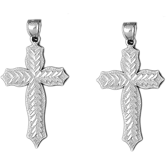 Sterling Silver 46mm Passion Cross Earrings