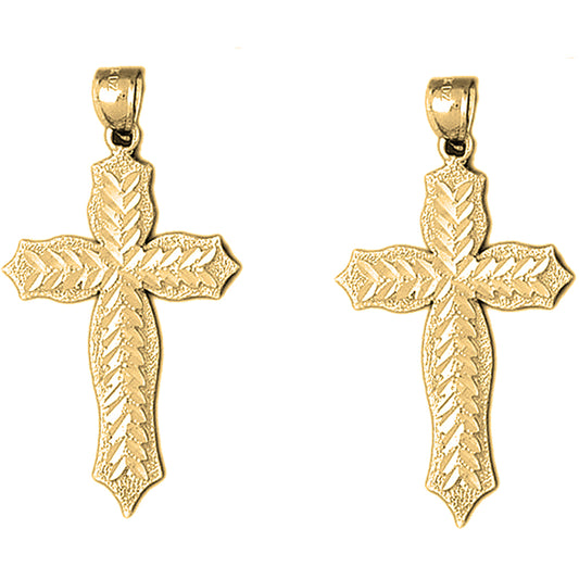 Yellow Gold-plated Silver 46mm Passion Cross Earrings