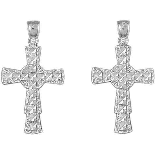 Sterling Silver 40mm Celtic Cross Earrings