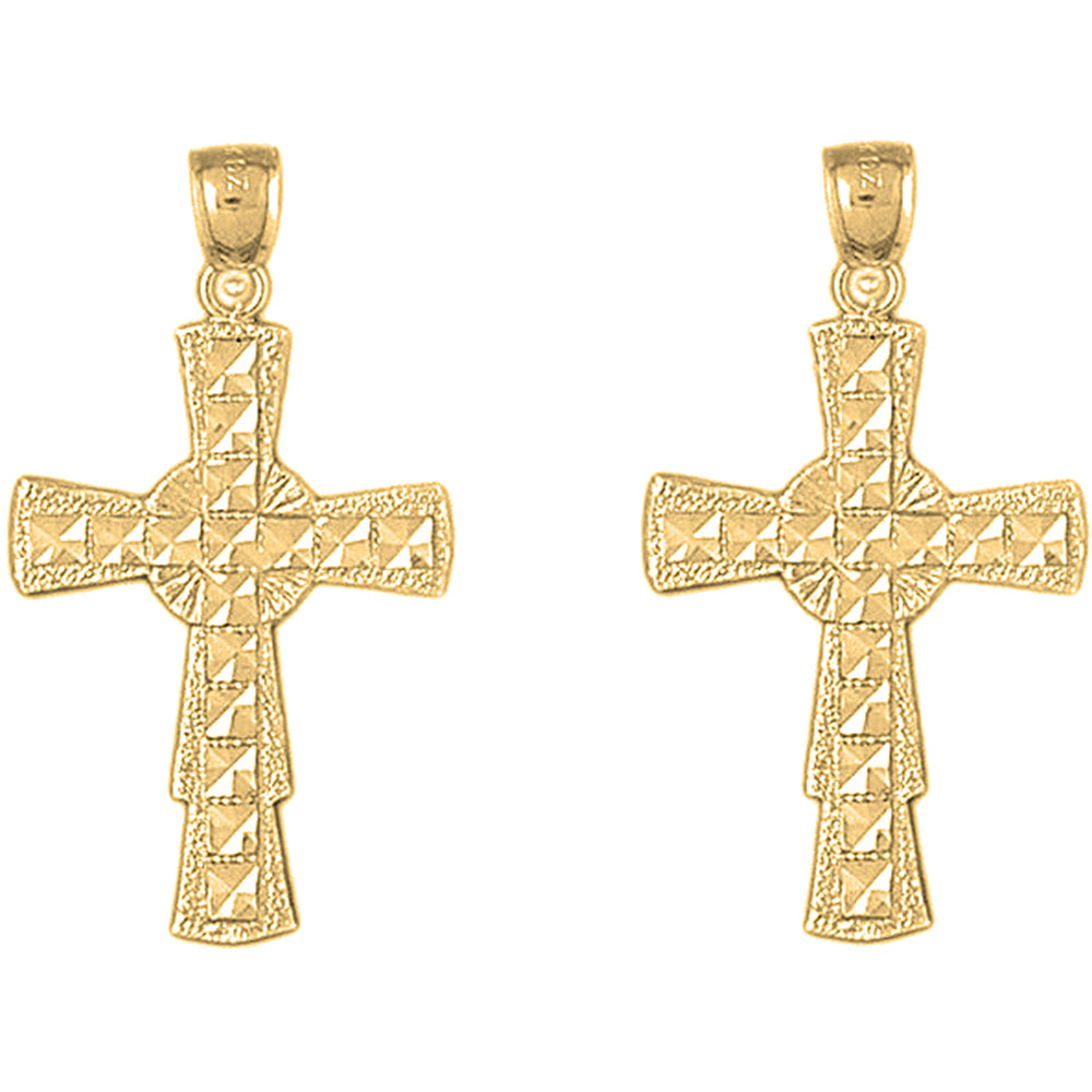 14K or 18K Gold 40mm Celtic Cross Earrings