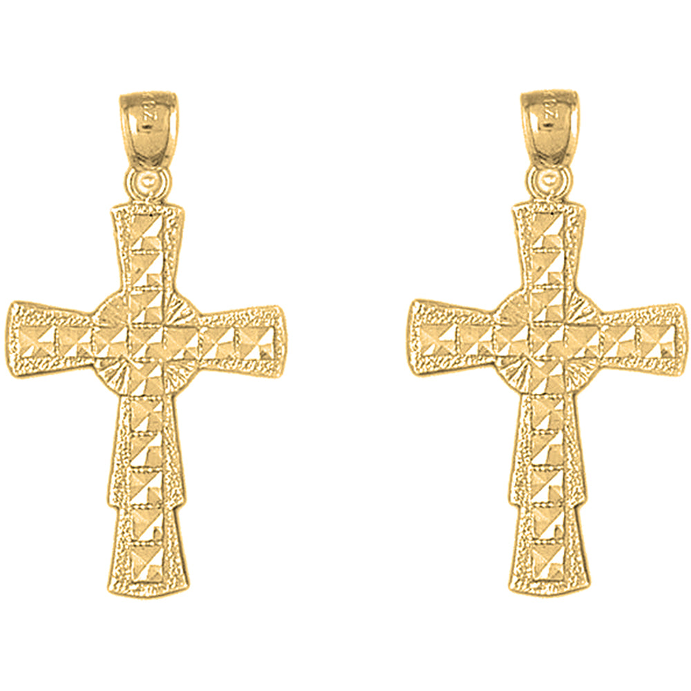 Yellow Gold-plated Silver 40mm Celtic Cross Earrings