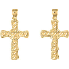 Yellow Gold-plated Silver 40mm Celtic Cross Earrings