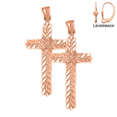 14K or 18K Gold Floral Cross Earrings