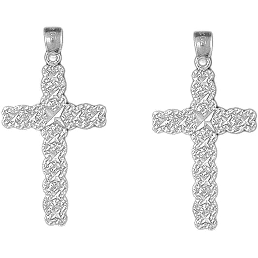 Sterling Silver 40mm Cross Earrings