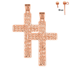 14K or 18K Gold Vine Cross Earrings