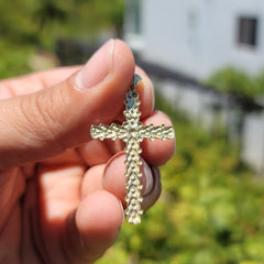 14K or 18K Gold Floral Cross Pendant