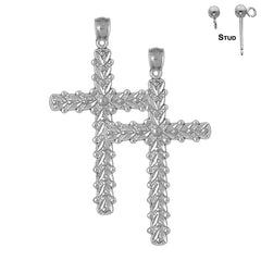 14K or 18K Gold Floral Cross Earrings