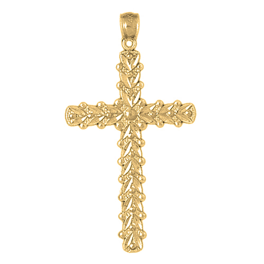 14K or 18K Gold Floral Cross Pendant