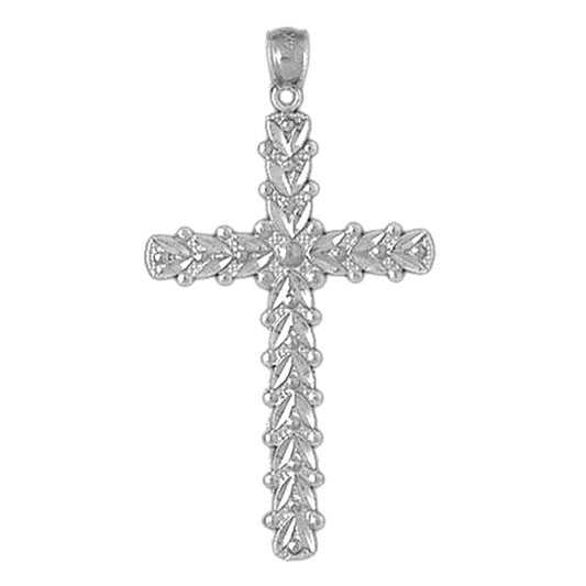 14K or 18K Gold Floral Cross Pendant