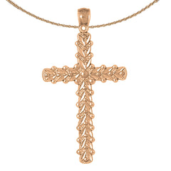 14K or 18K Gold Floral Cross Pendant