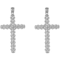 14K or 18K Gold 46mm Floral Cross Earrings