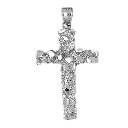 10K, 14K or 18K Gold Nugget Cross Pendant