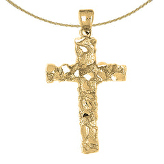 10K, 14K or 18K Gold Nugget Cross Pendant