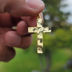 10K, 14K or 18K Gold Nugget Cross Pendant