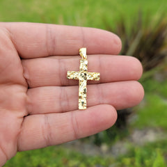 10K, 14K or 18K Gold Nugget Cross Pendant