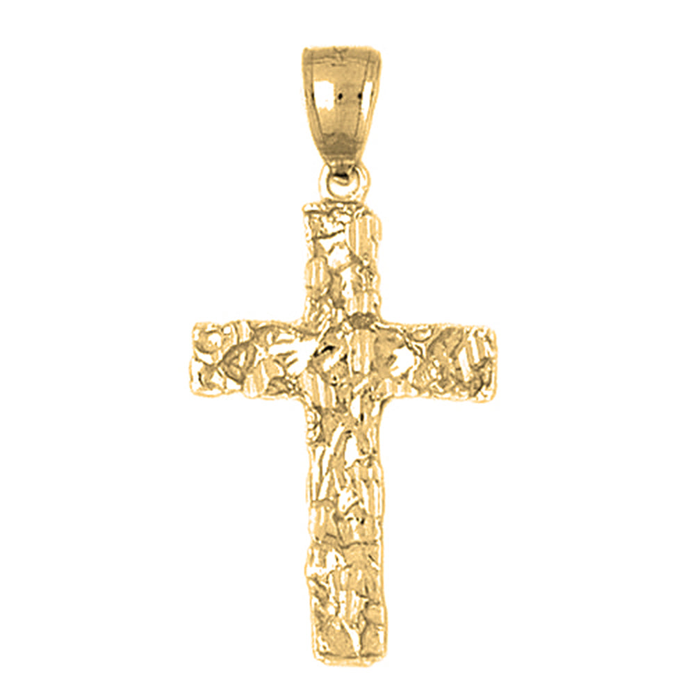 10K, 14K or 18K Gold Nugget Cross Pendant