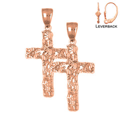 14K or 18K Gold Nugget Cross Earrings