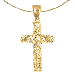 10K, 14K or 18K Gold Nugget Cross Pendant