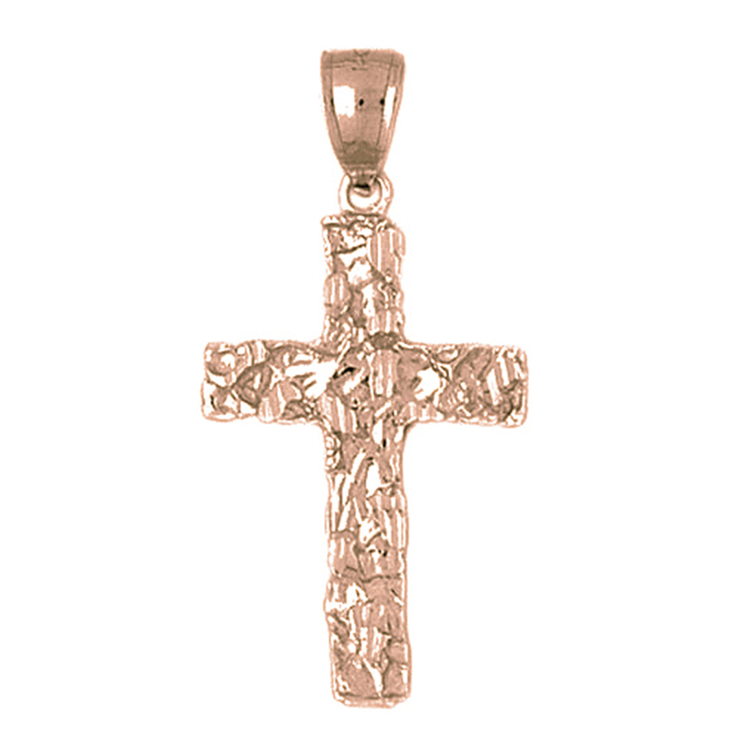 10K, 14K or 18K Gold Nugget Cross Pendant