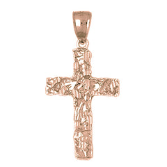 10K, 14K or 18K Gold Nugget Cross Pendant