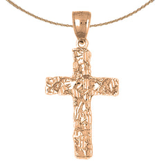 10K, 14K or 18K Gold Nugget Cross Pendant