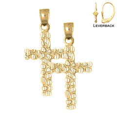 14K or 18K Gold Nugget Cross Earrings